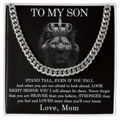 To My Son Cuban Chain Necklace – Birthday, Graduation, or Special Gift from Mom | Meaningful Jewelry for Son