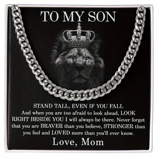 To My Son Cuban Chain Necklace – Birthday, Graduation, or Special Gift from Mom | Meaningful Jewelry for Son
