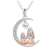 Mom and Daughter Moon Pendant Necklace – “Love You Forever” Heart Necklace | Meaningful Mother’s Day, Birthday, or Christmas Gift for Mom or Daught