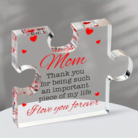 Engraved Acrylic Puzzle Block Gift for Mom – Birthday, Christmas, or Mother’s Day Gift from Daughter or Son | Decorative Keepsake Mom Present