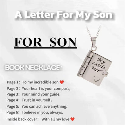 My Champion Openable Book Necklace for Son – “My Little Hero” Engraved Pendant | Birthday, Graduation, or Special Gift for Boys