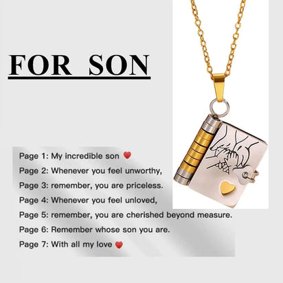 My Champion Openable Book Necklace for Son – “My Little Hero” Engraved Pendant | Birthday, Graduation, or Special Gift for Boys