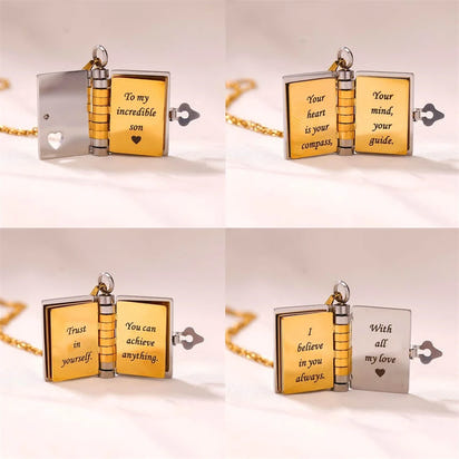 My Champion Openable Book Necklace for Son – “My Little Hero” Engraved Pendant | Birthday, Graduation, or Special Gift for Boys