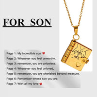 My Champion Openable Book Necklace for Son – “My Little Hero” Engraved Pendant | Birthday, Graduation, or Special Gift for Boys
