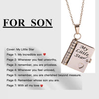 My Champion Openable Book Necklace for Son – “My Little Hero” Engraved Pendant | Birthday, Graduation, or Special Gift for Boys