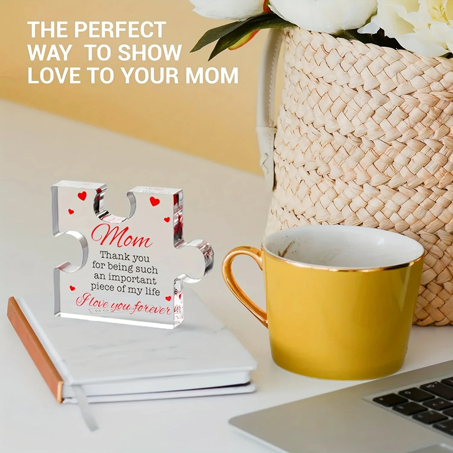 Engraved Acrylic Puzzle Block Gift for Mom – Birthday, Christmas, or Mother’s Day Gift from Daughter or Son | Decorative Keepsake Mom Present