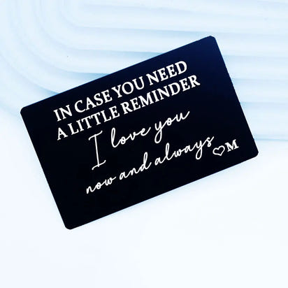 Personalized Wallet Insert Card for Him – Anniversary, Valentine’s Day, Birthday Gift for Husband, Boyfriend, or Groom | Romantic Engraved Message from Wife or Girlfriend