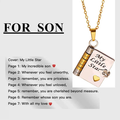My Champion Openable Book Necklace for Son – “My Little Hero” Engraved Pendant | Birthday, Graduation, or Special Gift for Boys