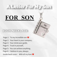 My Champion Openable Book Necklace for Son – “My Little Hero” Engraved Pendant | Birthday, Graduation, or Special Gift for Boys